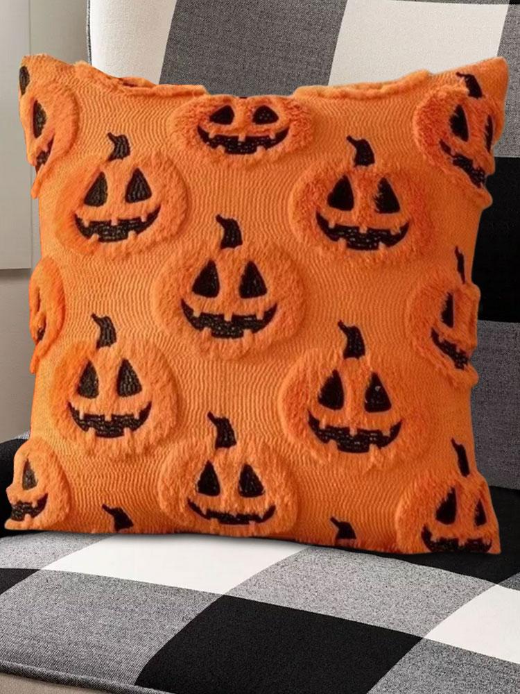 Halloween Plush Faux Fur Pillowcase Washable Soft Pillow Case Comfortable Throw Pillow Cover for Couch Sofa Bedroom Home Decor
