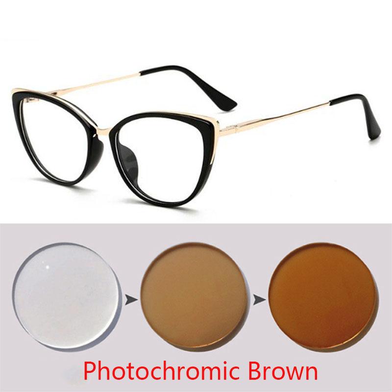 Cat Eye Spectacle Women Transparent Frame Optical Eyewear Myopia Glasses Diopter 0 -0.5 -0.75 -1.0 -2.0 -2.5 -3.0 To -6.0