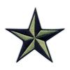 Patchion Sailing Star - Black / Army Green - Iron-on / Heat Seal Backing - Embroidered Patch/Badge/Emblem