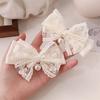 Hair Tie Ribbon Lace Bowknot Decor Imitation Pearl Pendant High Elastic Rubber Band Hair Rope Hair Accessories