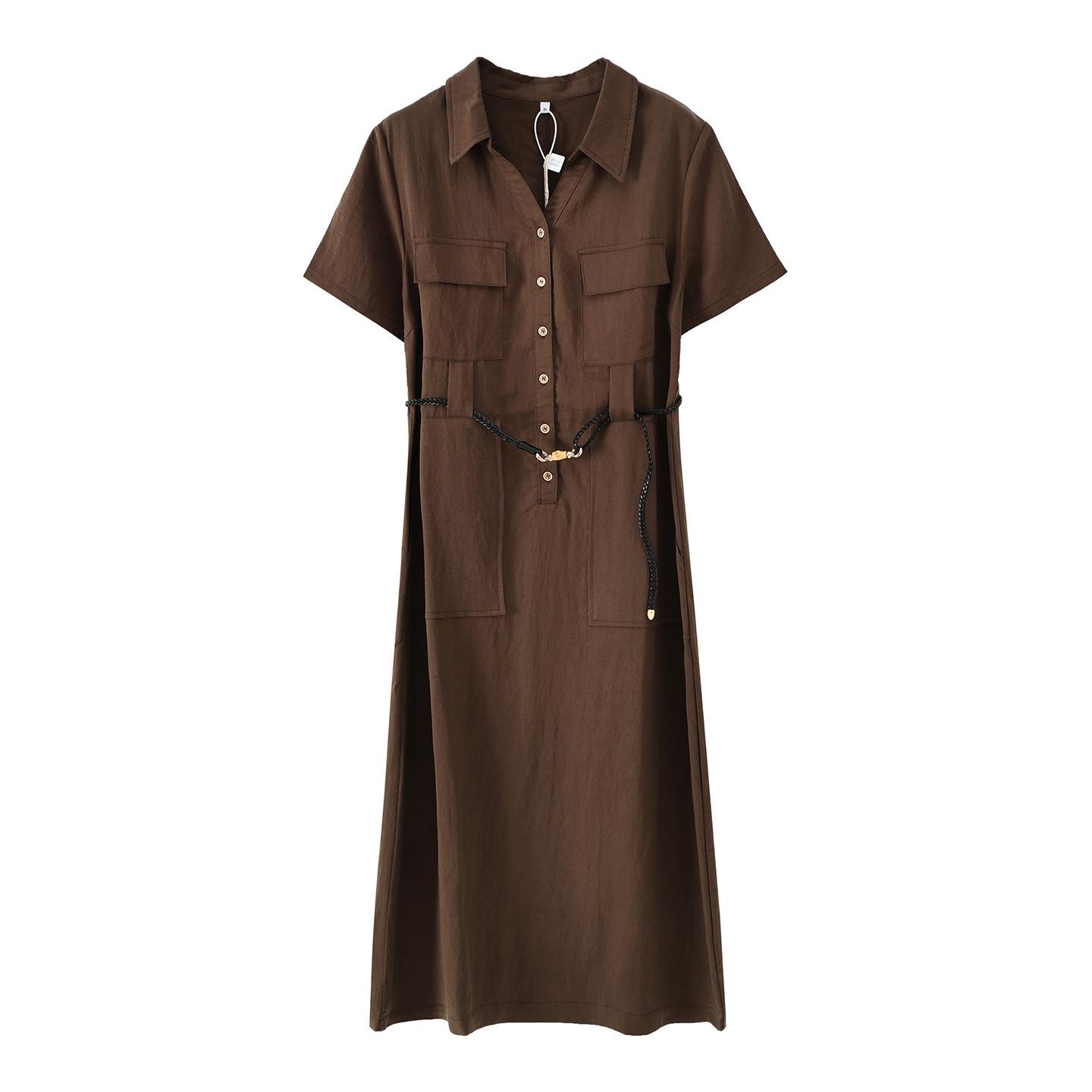 

Zhi Xuan Plus Size Summer 2026 Workwear Dresses with Tencel Belt - Long & Short Styles, New Arrival (Style 252505) 2XL (72.5-80 kg)