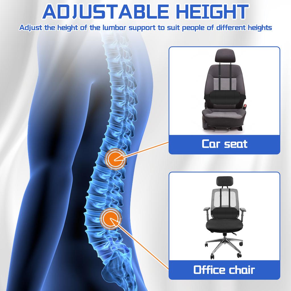 Car Seat  Lumbar Support Pillow Ergonomic Memory Foam Office Chair Back Cushion Relieve Back Pain Pad Lower Back Pillow