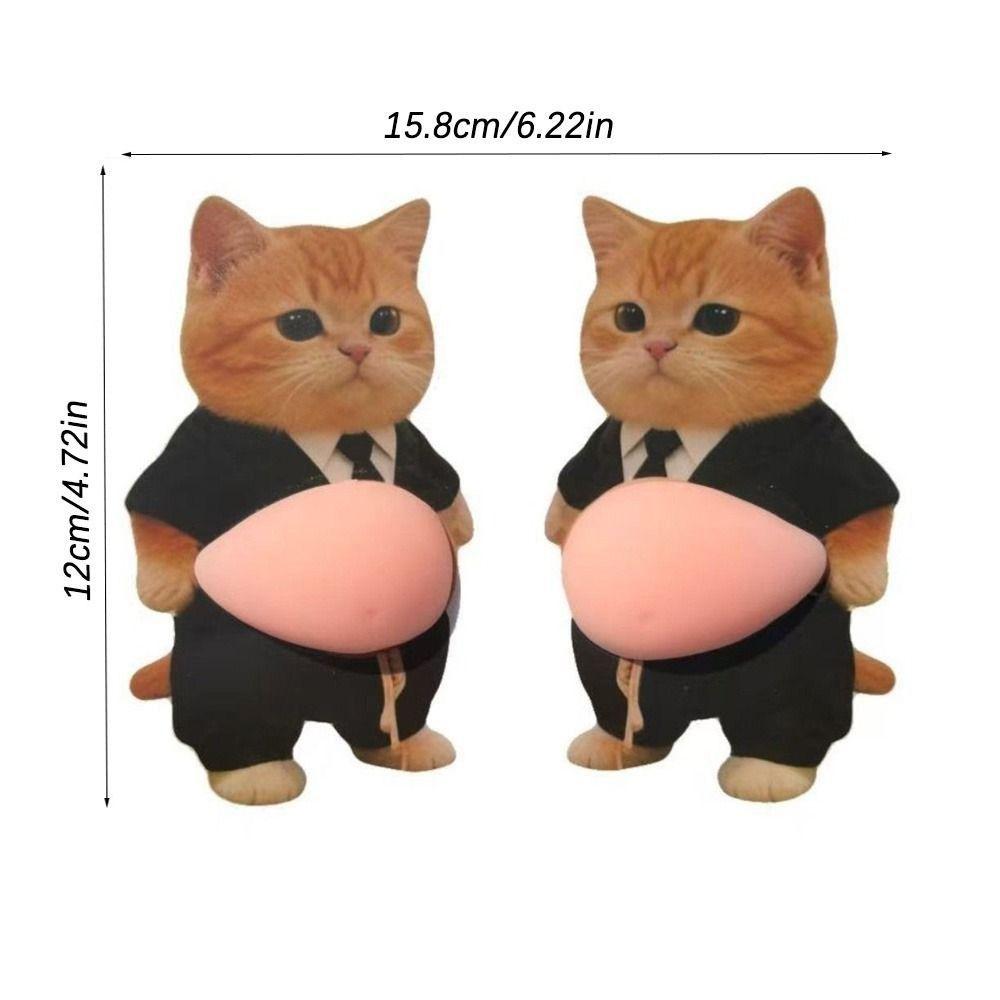 2Pcs Soft Silicone Soft Belly Sticker Cartoon Kitten Animal Decals  Phone Case Decoration