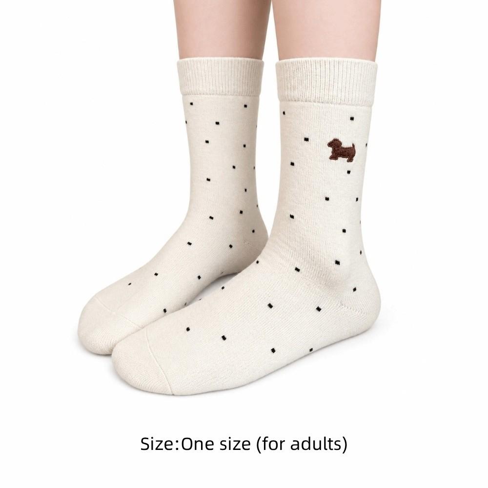 Breathable Cartoon Cotton Socks Polka Dot Winter Socks New Puppy Socks  For Women