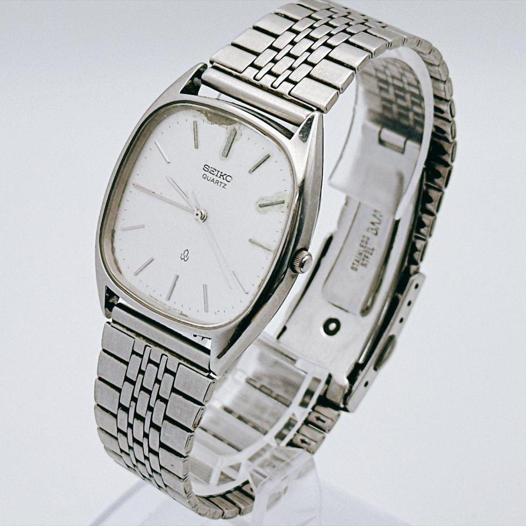 Used Vintage SEIKO Chariot Men's Watch Square Slim Dress Watch Old White Dial