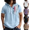 Men'S Casual Short Sleeved Hooded Top Buttoned Open Neck T-Shirt