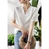 Basic House Women's Silk V-Neck Short-Sleeve Shirt