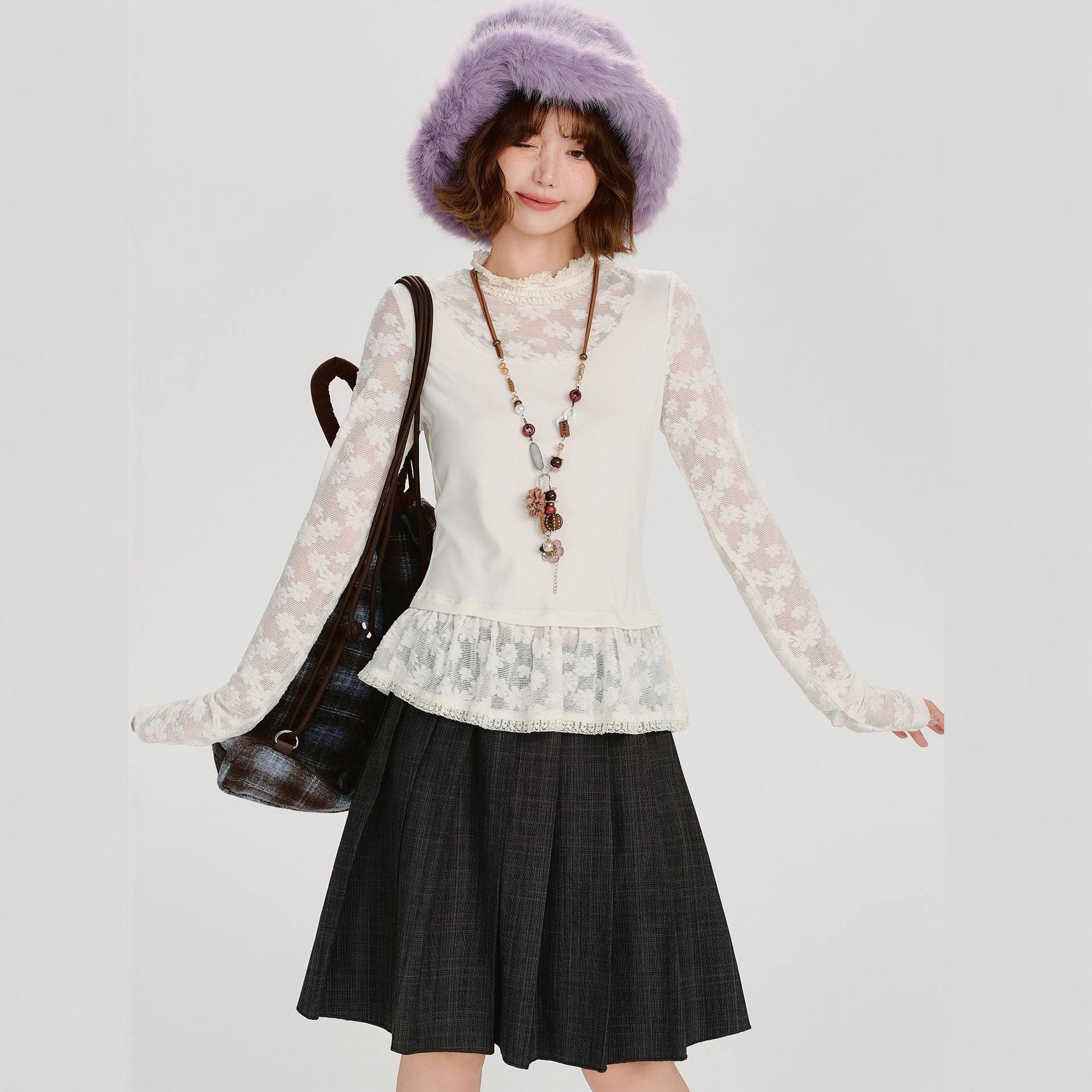 Elegant Winter Anti-Aging Lace Shirt - Premium French-Inspired Design XL Premium белый
