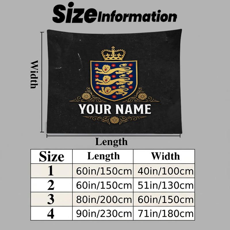 Custom Name England national team Printed Tapestry – Wall Hanging for Bedrooms, Dorms, and Home Decor