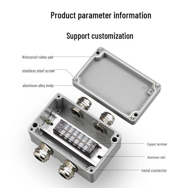 Caja de Conexiones Estanca para Exteriores de Aleación de Aluminio con Terminales