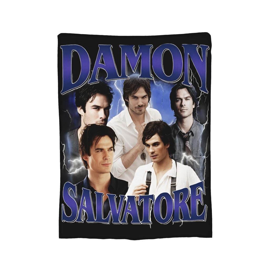 Damon Salvatore Vampire Diares Blankets Flannel Textile Decor  Multi-function Warm Throw Blanket for Bed Travel Plush Thin Quilt