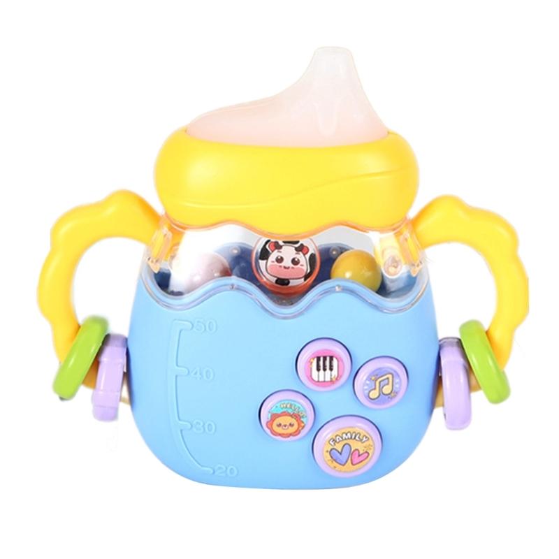 Electric Rattle Hand Bells Baby Music Rattle Teething Bottle Toy Educational Rattle Phone Toy for Infant Birthday Gift