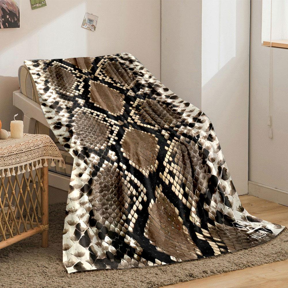 Snake Print Cozy Blanket Bedroom Blanket for Livingroom Couch Lunch Break Soft Throw for Friend's Festival Gift