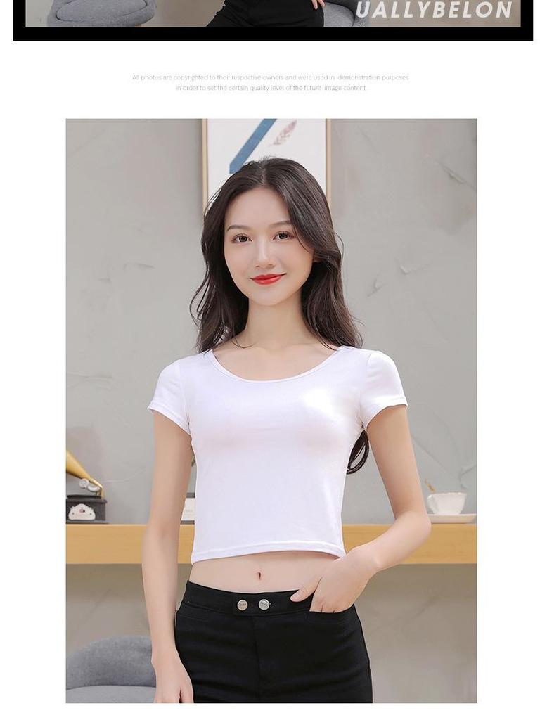 Women's Summer Modal Slim Fit Plus Size Black Short Sleeve T-Shirt