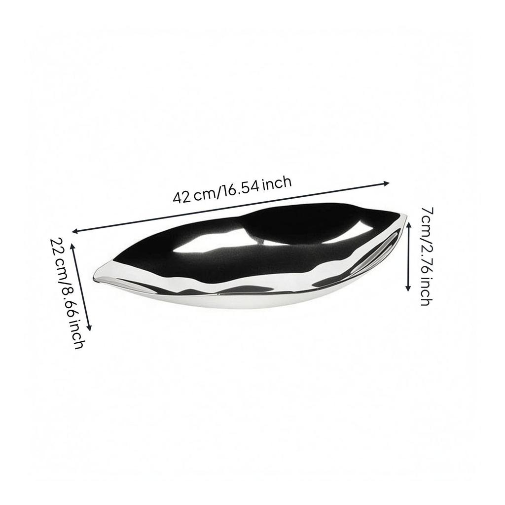 Leaf-Shaped Tray Decorative Aluminum Lustrous Metal Leaf Platter