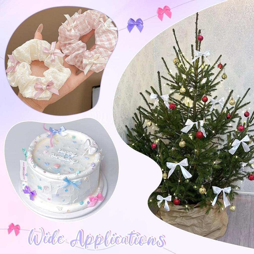 100 szt./partia Nowe Różowe Czarne Kokardy z Wstążki Mały Rozmiar Satynowe Kokardy z Wstążki Naszywki Aplikacje Dekoracja