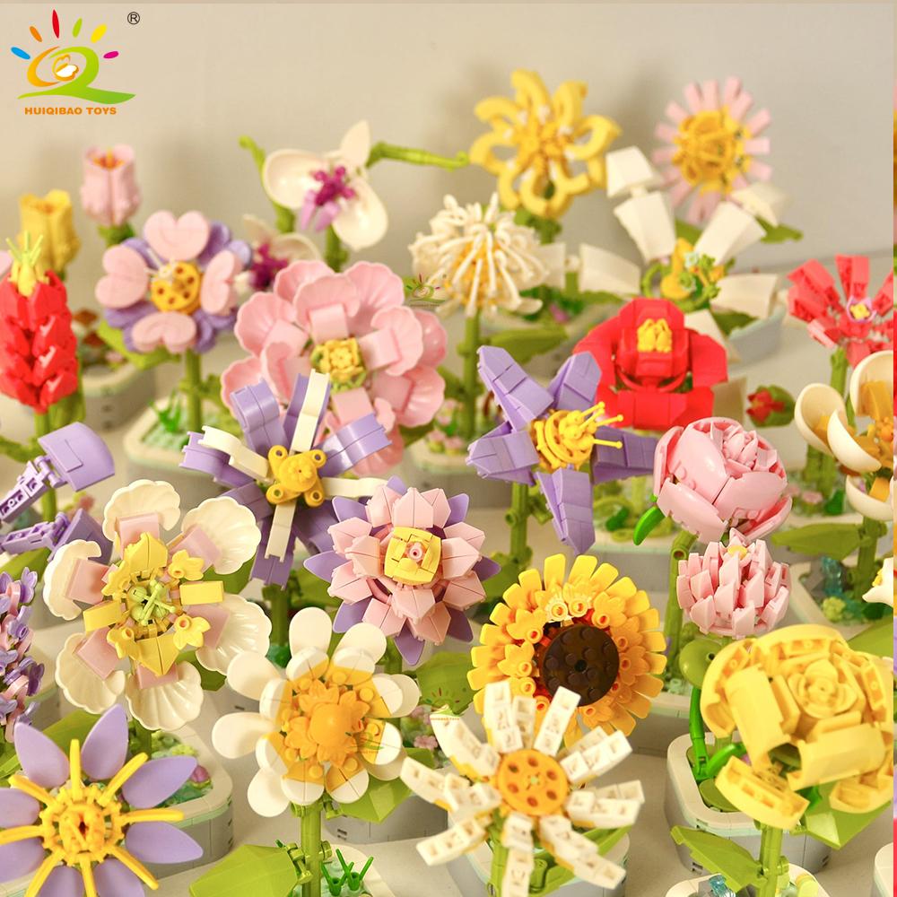 Non-Toxic Moc Insect Flower Building Blocks Flowerpot Bonsai Romantic Gift For Children Bricks Diy Potted Plants Model Kids Ornament