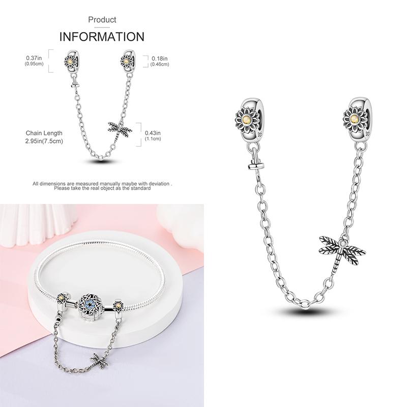Breloque Chaîne de Sécurité Étoiles et Lune Trèfle à Quatre Feuilles en Cuivre pour Bracelet Authentique DoItYourself Bijoux Cadeaux