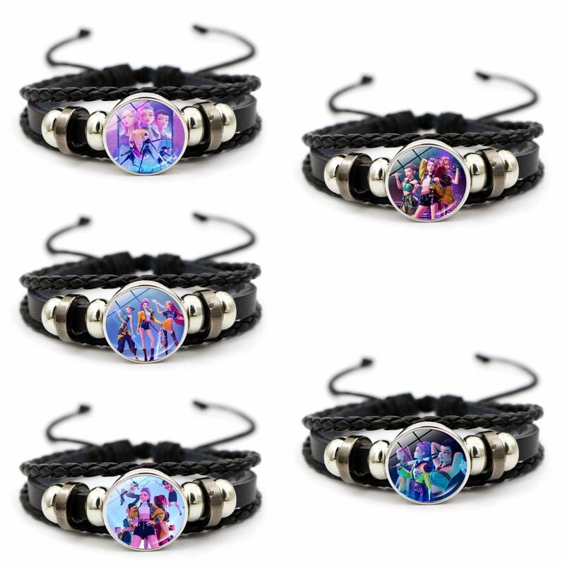 Kpop Demon Hunter Hanging Keychains Heart Necklace Bracelet Set Kpop Huntrix Character Pendant Accessories Fans Party Favor Gift