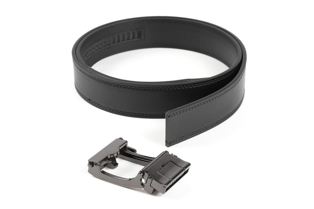 [Forecast] Leather Belt for Work, Casual, Business, Genuine Leather Automatic Belt with Auto-Lock Function, 35mm Width, Fits Waist up to 106cm,