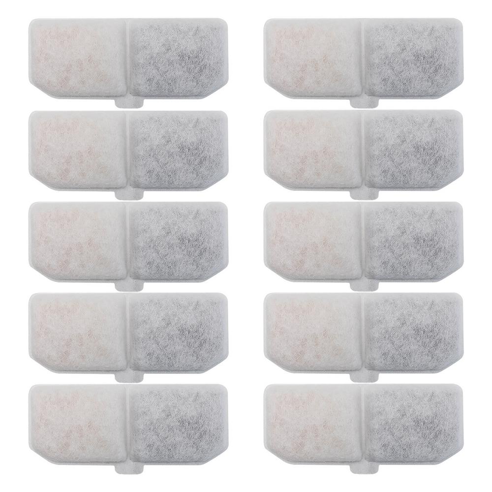Filtro para Fuente de Agua para Gatos Paquete de 10 Filtro de Repuesto para Fuente Carbón Activado Elemento Filtrante Rectangular de Circulación de Agua para Mascotas