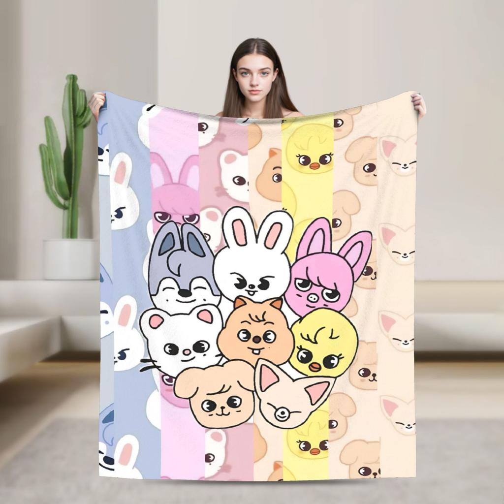 Blankets Travel Office Flannel Throw Blanket Kpop Stray-kids S-skzoo FELIX For Living Room Warm Design Quality Bedspread