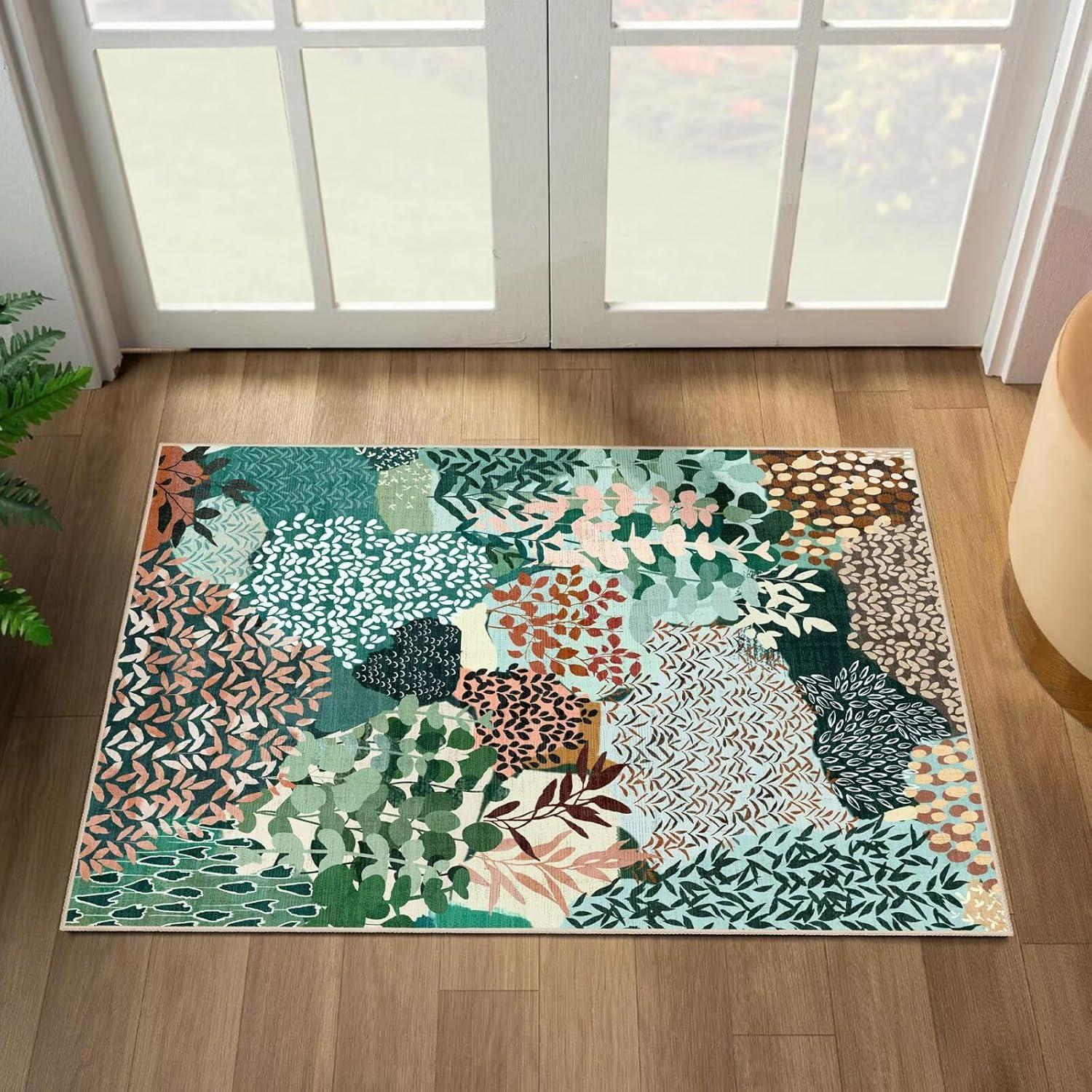 

Splicing Flower and Plant Printed Doormat Welcome To The Living Room Bedroom and Entrance Carpet Indoor Decorative Carpet 40cm x 60cm