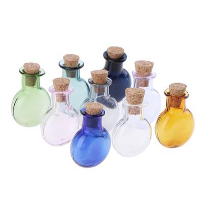 2 Stück Mini-Glasflaschen, Wunschflasche mit Korken, kleine Gläser, Fläschchen, Aufbewahrungsflasche