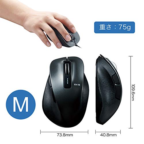 Elecom Mouse Wireless M Size 5 Buttons (Equipped with Back and Forward Buttons) BlueLED Grip Gunmetal M-XGM10DBBK/EC