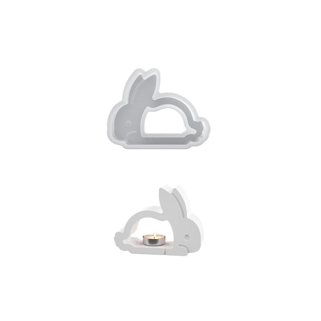 Rabbit Hollow Candle Holder Silicone Mold for Casting Plaster Resin Craft Making DIY Decorative Figurines and Home Accessories