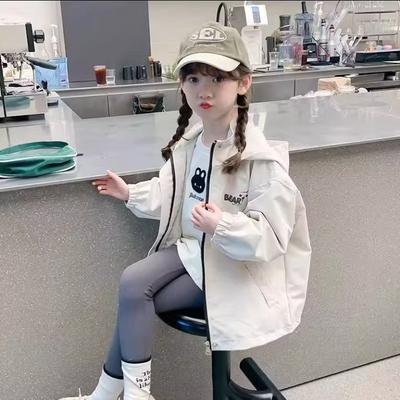 Spring Autumn Girls Overcoat Jacket Windbreak Outerwear Loose Overcoat Cotton Teenagers Children's Clothing