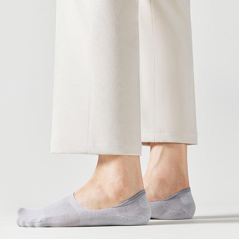 Men's Spring and Summer Thin Cotton Pure Color Leisure Breathable Sweat Absorption Invisible Socks