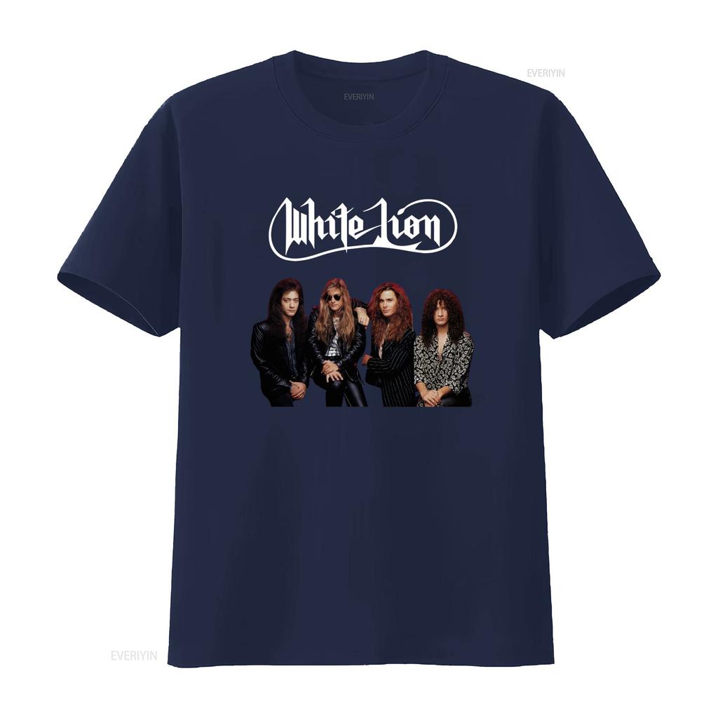 White Lion Band Maglietta Nera da Uomo Stile Rock Tutte le Taglie Disponibili AA597 Vintage Lavata Casual Traspirante Comoda Morbida