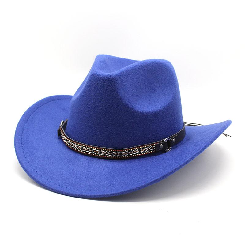 Western Cowboy Hat Woolen Top Hat Big Edge Jazz Felt Hat 10 Colors