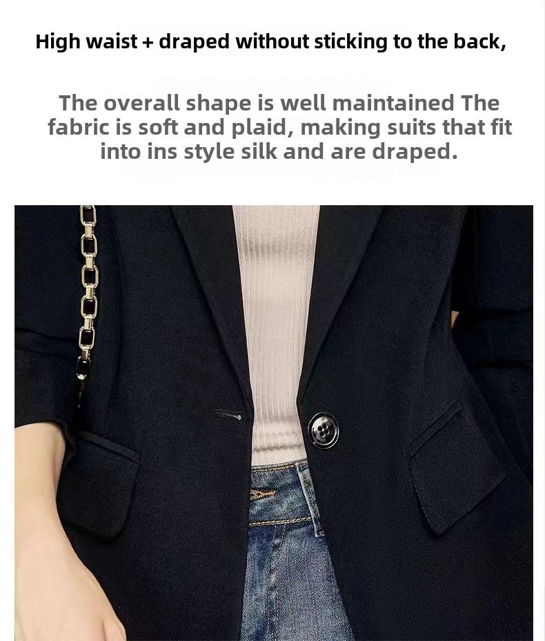 Dámské černé sako v korejském stylu - Jaro/Podzim 2024 High-End Ležérní Streetwear