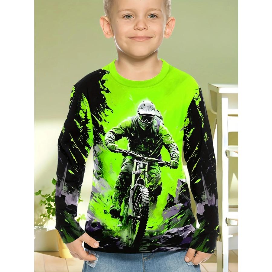 2025 Kids Clothes Boys Tshirt Long Sleeve 3D Dirt Bike Print Kids Clothes Casual Children Clothes Girl Pullover Top Boys Clothes