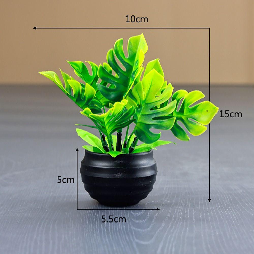 with Flowerpot Monstera Leaf Artificial Plant Green Leaves Simulation Green Plant  Desktop Ornament