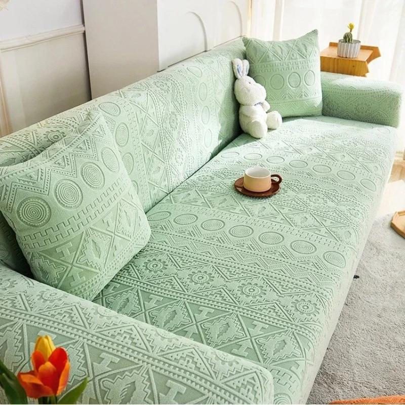 1/2/3/4/5seat Bohemian Jacquard Plush Sofa Cover Universal Sofa Cushion For All Seasons Thick and Soft Anti-cat Scratches
