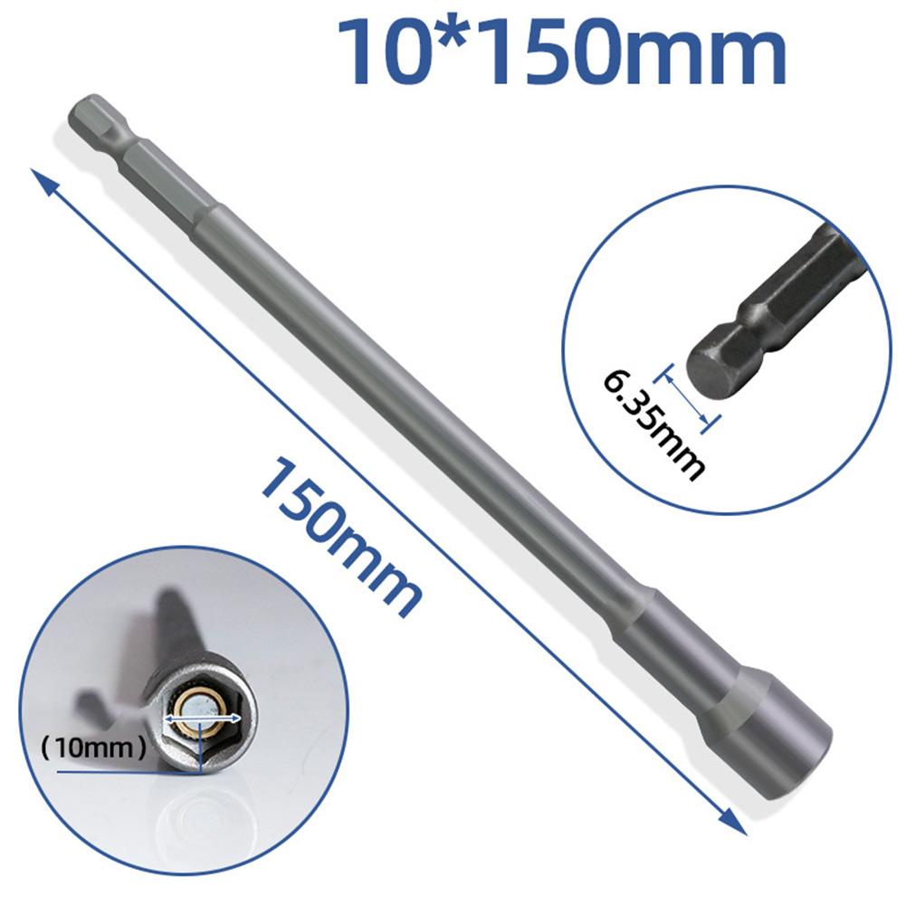 150mm Steel Socket Wrench Adapter Hex Magnetic Nut Driver Sleeve 8-19mm Chrome Vanadium Steel Socket Adapter Hand Tools Parts