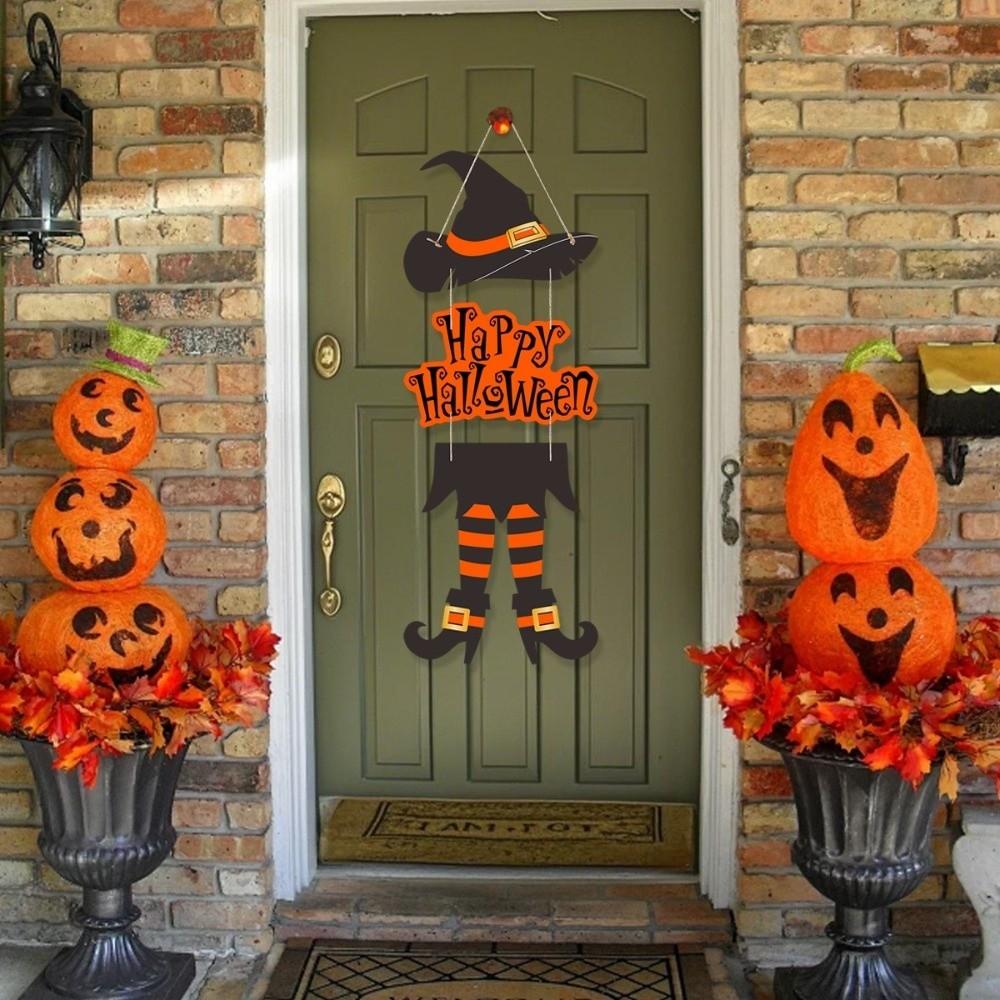 Spooky Witch Hat Pendant Scary Door Hanging Ornaments Halloween Witch Legs Pendant  Party Supplies
