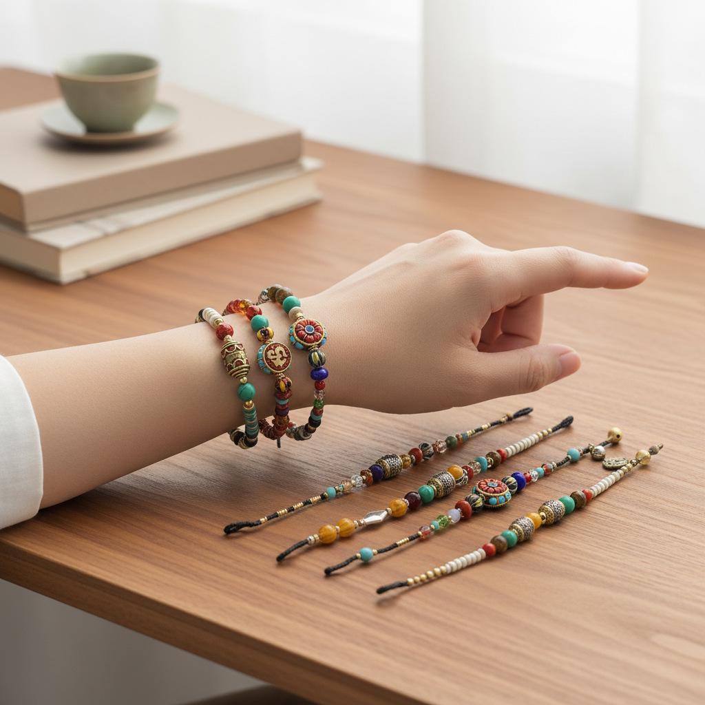 Tibetan Handmade Woven Ethnic Bracelet - Artistic, Versatile, Adjustable Rope with Unique Design
