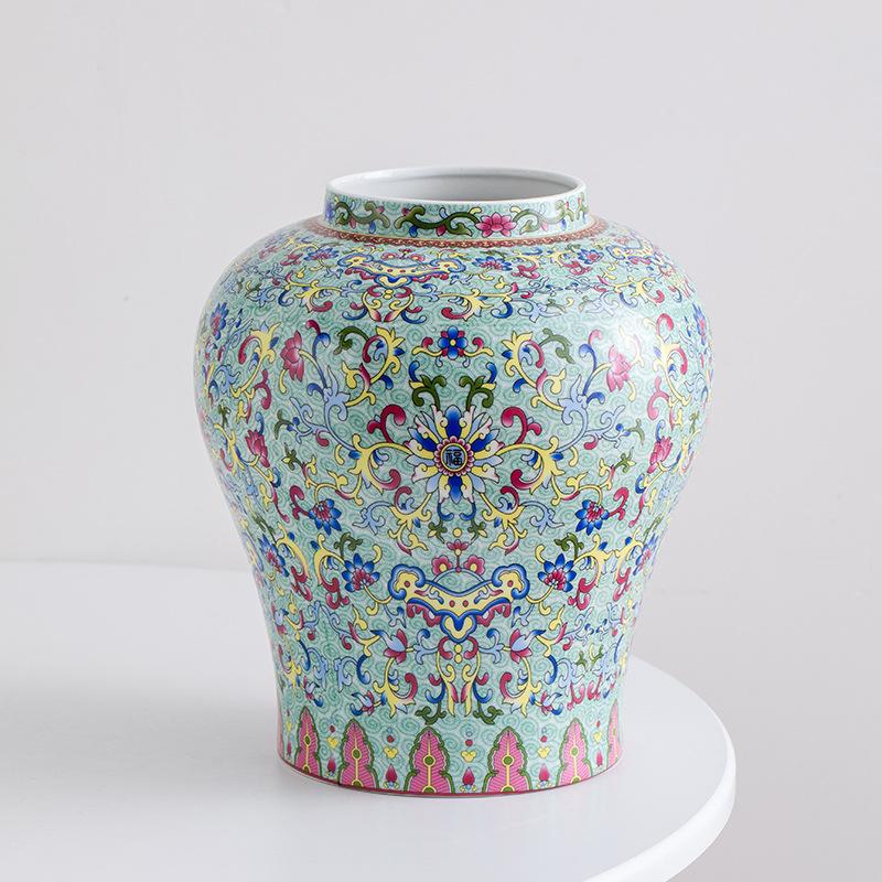 Chinese Retro Blue and White Porcelain Flower Vase Ceramic Handicrafts Flowerpot Desktop Storage Can Home Decoration