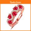 Trendy Red Diamond Ring In Rose Gold Color Geometric Style With Interwoven Twist Design