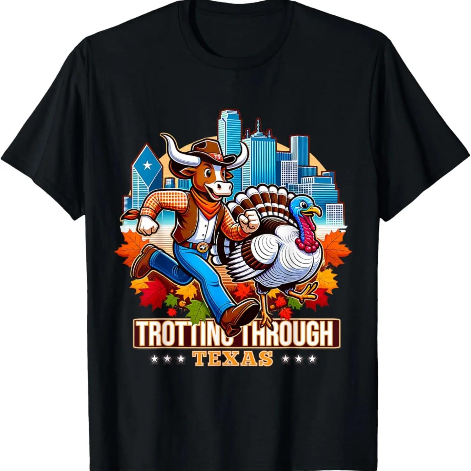 Dallas Texas Turkey Trot Squad Thanksgiving 2024 T-Shirt S чёрный