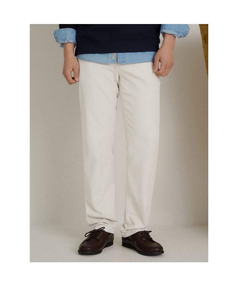 Binpolmen Linen Blend Oxford Standard Fit Pants Ivory
