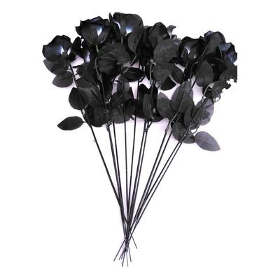 10 Stück/Set Künstlicher Schwarzer Rosenstrauß Halloween Zuhause Simulation Schwarze Rose Kunstblume Hochzeitsfeier Dekoration