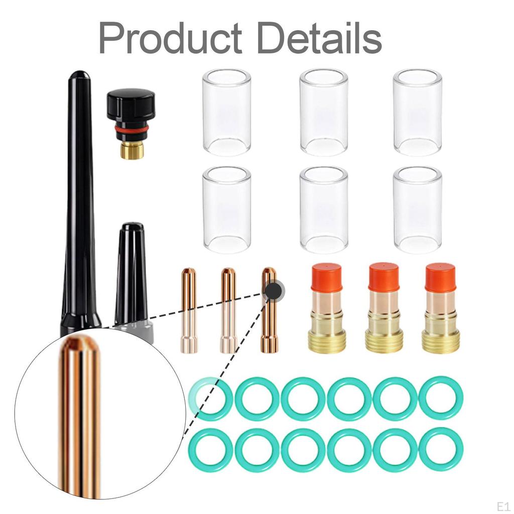 29 Pieces TIG Torch Accessories Kit for WP-17/18/26 #10 Glass Cup with 3 Back Replacement