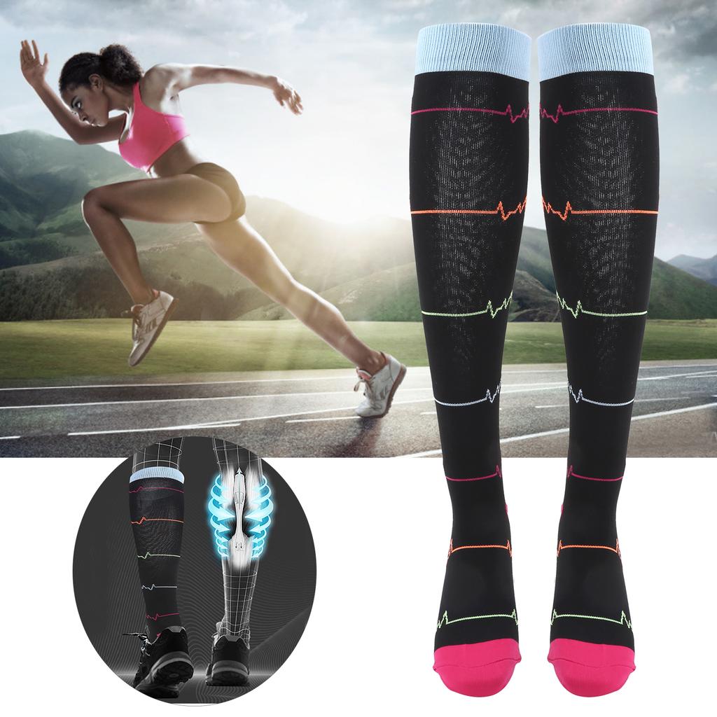 1 Pair Sports Pressure Stockings Elastic Calf Care for Running and Riding Mountaineering S M Black Flash