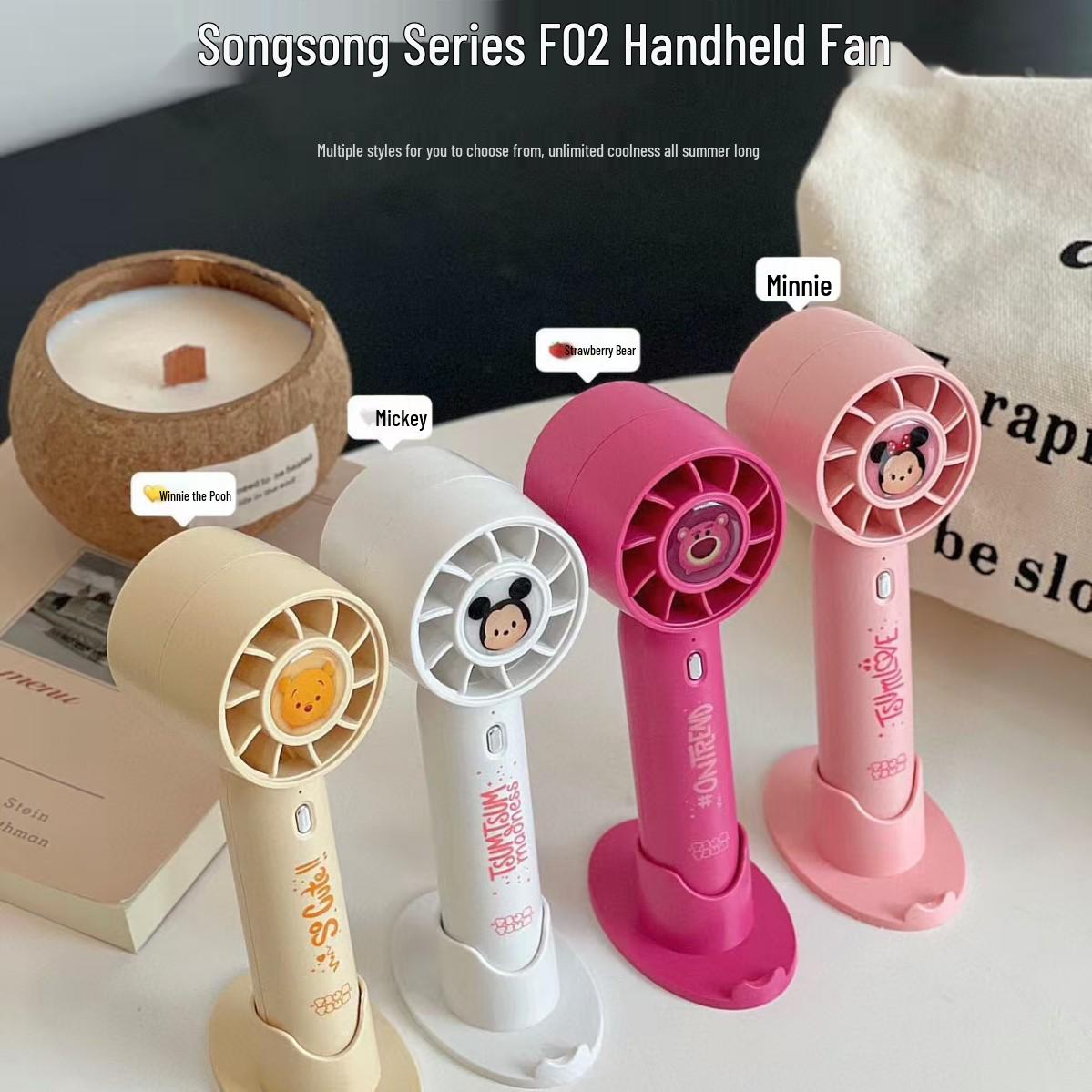 

Songsong F02 Rechargeable Mini Handheld Fan - Long Battery Life, Three Speeds, Souvenir Edition Rose Red Lotso