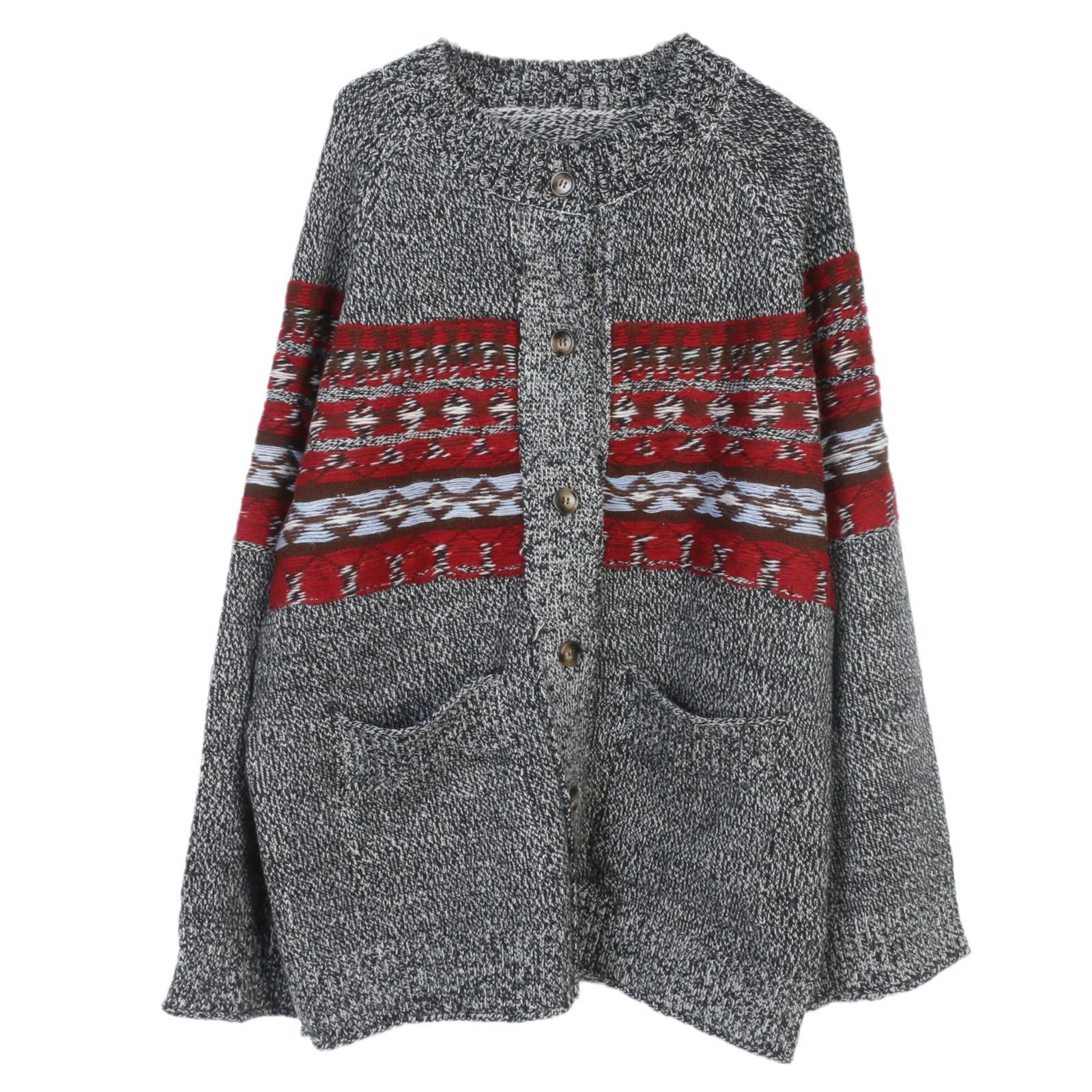 

Женский трикотажный кардиган в корейском стиле, в стиле ретро, с цветными блоками - свитер с длинным рукавом и круглым вырезом для осени и зимы Small